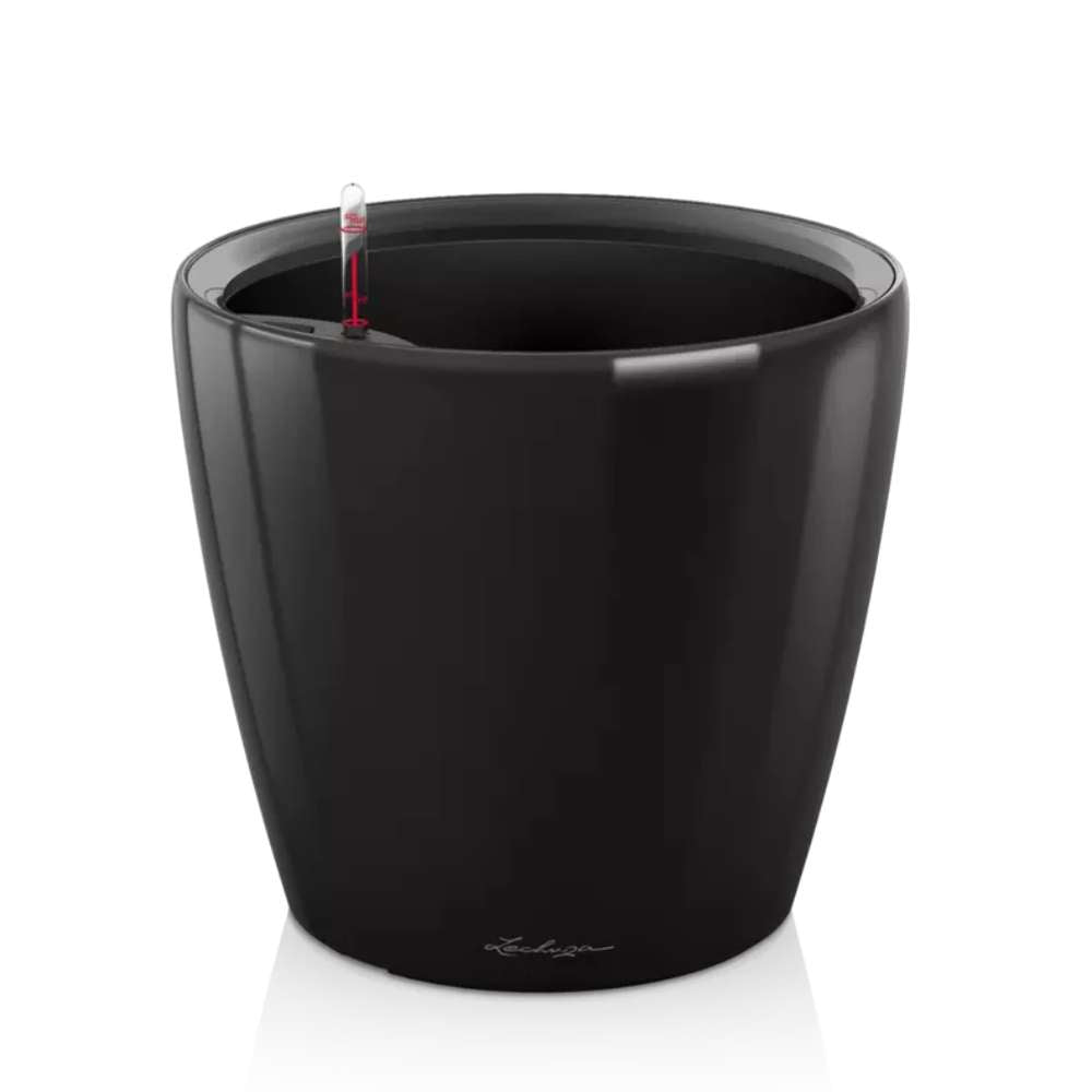 Lechuza Classico Premium 35 LS önöntöző kaspó – 13 l, fényes fekete