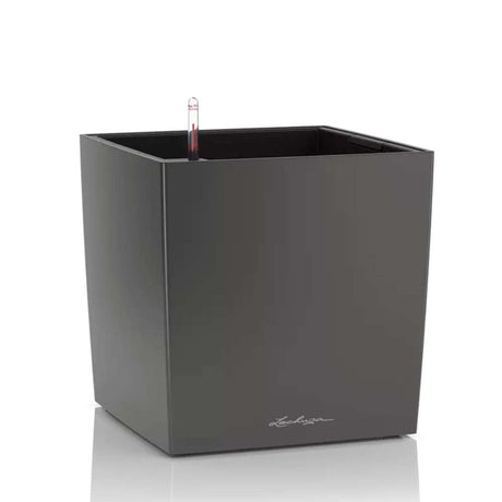 Lechuza Cube Premium 30 önöntöző kaspó – 12 l, fekete metál, leválasztható betéttel