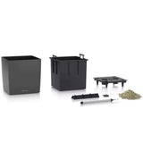 Lechuza Cube Premium 30 önöntöző kaspó – 12 l, fényes bézs, levehető belső betéttel