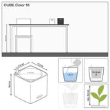 Lechuza CUBE Color 16 öntözős kaspó – elegáns rattanhatású fekete dizájn