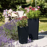 Lechuza Cubico Cottage 30 önöntöző kaspó – 14 l, rattan hatású, fekete