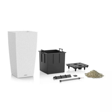 Lechuza Cubico Cottage 30 önöntöző kaspó – rattan hatású, szürke