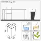 Lechuza Cubico Cottage 30 öntözős kaspó – rattan hatású, fehér