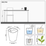 Ghiveci Auto-Irigant Lechuza Deltini 1,2 l, visiniu lucios, sistem de autoirigare, insert detasabil, strat de drenaj