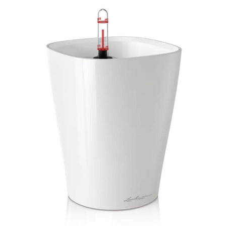Ghiveci Auto-Irigant Lechuza Deltini 1,2 l, alb lucios, sistem de autoirigare, insert detasabil, strat de drenaj