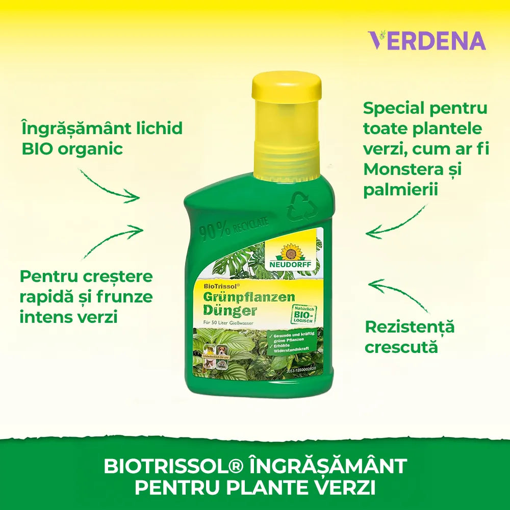 Ingrasamant Lichid BioTrissol organic Neudorff pentru plante verzi si palmieri, crestere rapida si frunze verzi - 250 ml