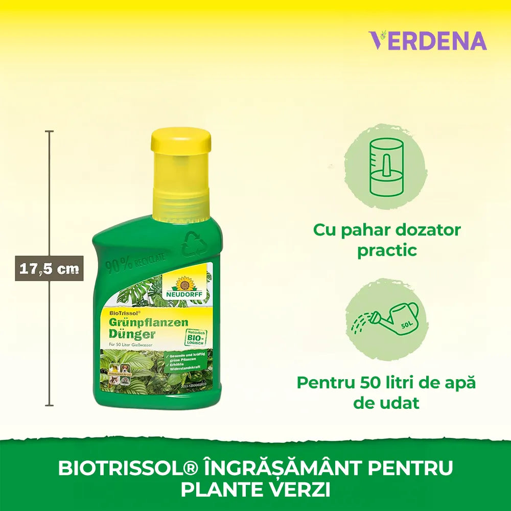 Ingrasamant Lichid BioTrissol organic Neudorff pentru plante verzi si palmieri, crestere rapida si frunze verzi - 250 ml