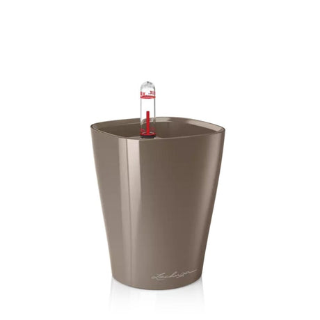 Ghiveci Auto-Irigant Lechuza Mini Deltini 0,4 l, bej lucios, sistem de autoirigare, insert detasabil, strat de drenaj
