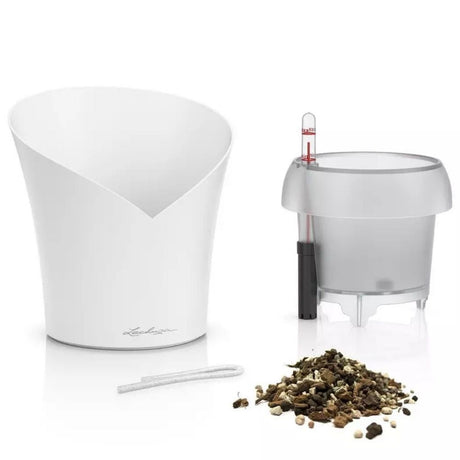 Ghiveci Auto-Irigant Lechuza Orchidea 1 l, Bej mat, pentru orhidee, sistem de autoirigare, insert detasabil, strat de drenaj