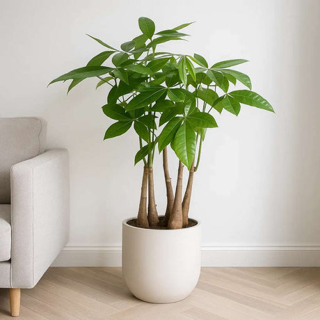 Arborele Banilor (Pachira Aquatica), cu tulpini libere, planta de interior norocoasa, purificatoare de aer - 65 cm
