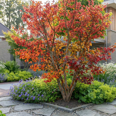 Vasfa (Parrotia persica) – díszfa látványos őszi lombszínnel, dekoratív kéreggel
