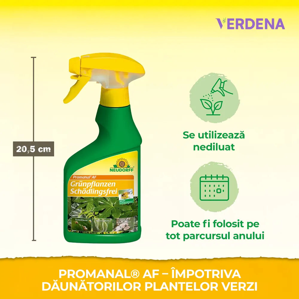 Insecticid Natural Spray pentru Plante Verzi Neudorff Promanal AF, combatere eficienta a paduchilor si acarienilor - 250 ml