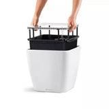 Ghiveci Auto-Irigant Lechuza Quadro Premium 21 LS, 4 l, Alb lucios, sistem de autoirigare, insert detasabil, strat de drenaj