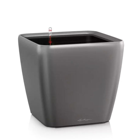 Ghiveci Auto-Irigant Lechuza Quadro Premium 21 LS, 4 l, Gri metalic, sistem de autoirigare, insert detasabil, strat de drenaj