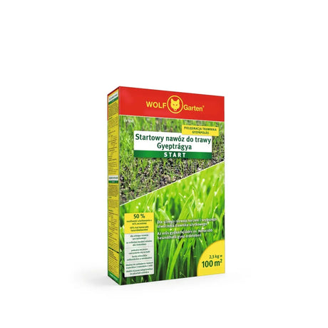 Gyepindító műtrágya Wolf Garten Starter, 2,5 kg / 100 m² – gyors csírázásért