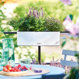 Lechuza CUBE Color Triple öntözős virágláda – fehér rattan hatású, 3 cserépes