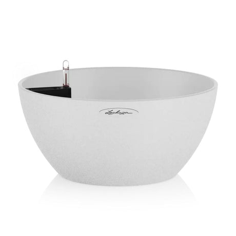 Ghiveci Auto-Irigant Lechuza Cubeto Stone 40 11,5 l, efect piatra alba, sistem de autoirigare, insert detasabil, strat de drenaj