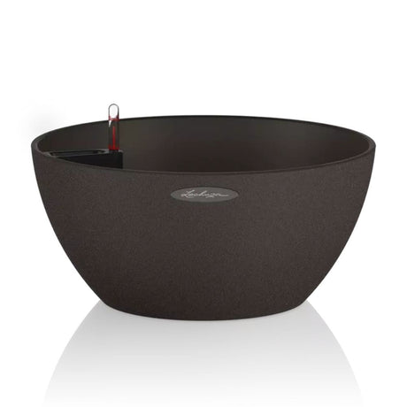 Ghiveci Auto-Irigant Lechuza Cubeto Stone 40 11,5 l, efect piatra neagra, sistem de autoirigare, insert detasabil, strat de drenaj