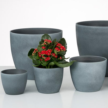 Ghiveci plante rotund Ceramic Scheurich, Ø 14 cm, H12,4 cm, Gri Inchis