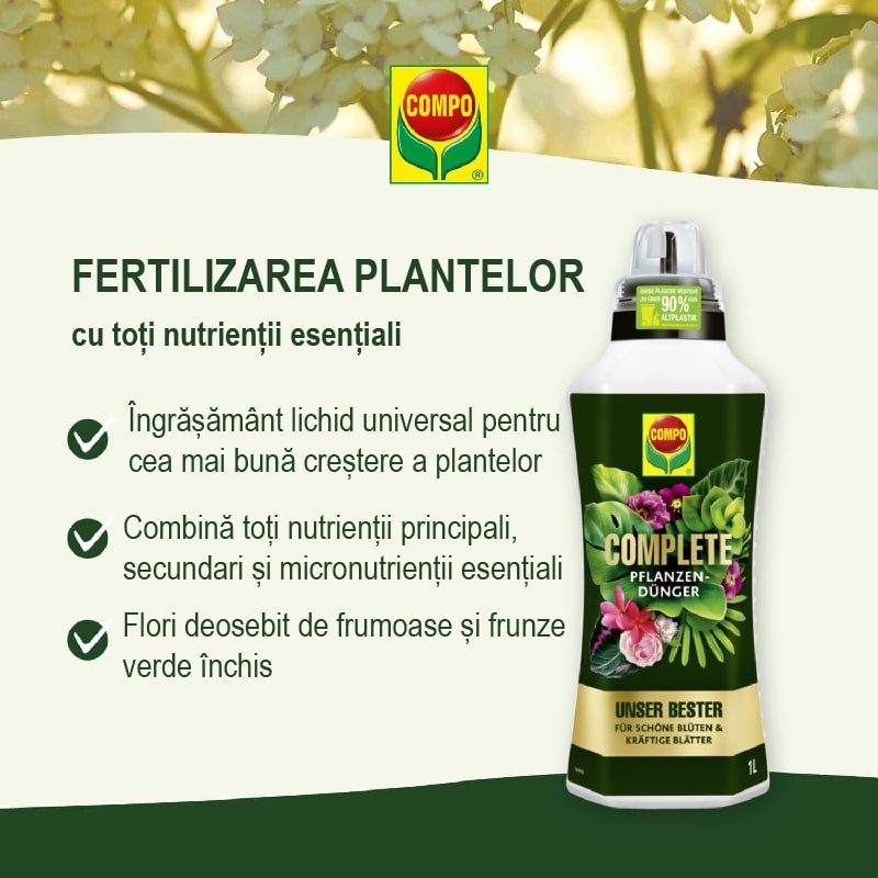 Ingrasamant Lichid pentru Flori cu Guano, 1.3 l, COMPO