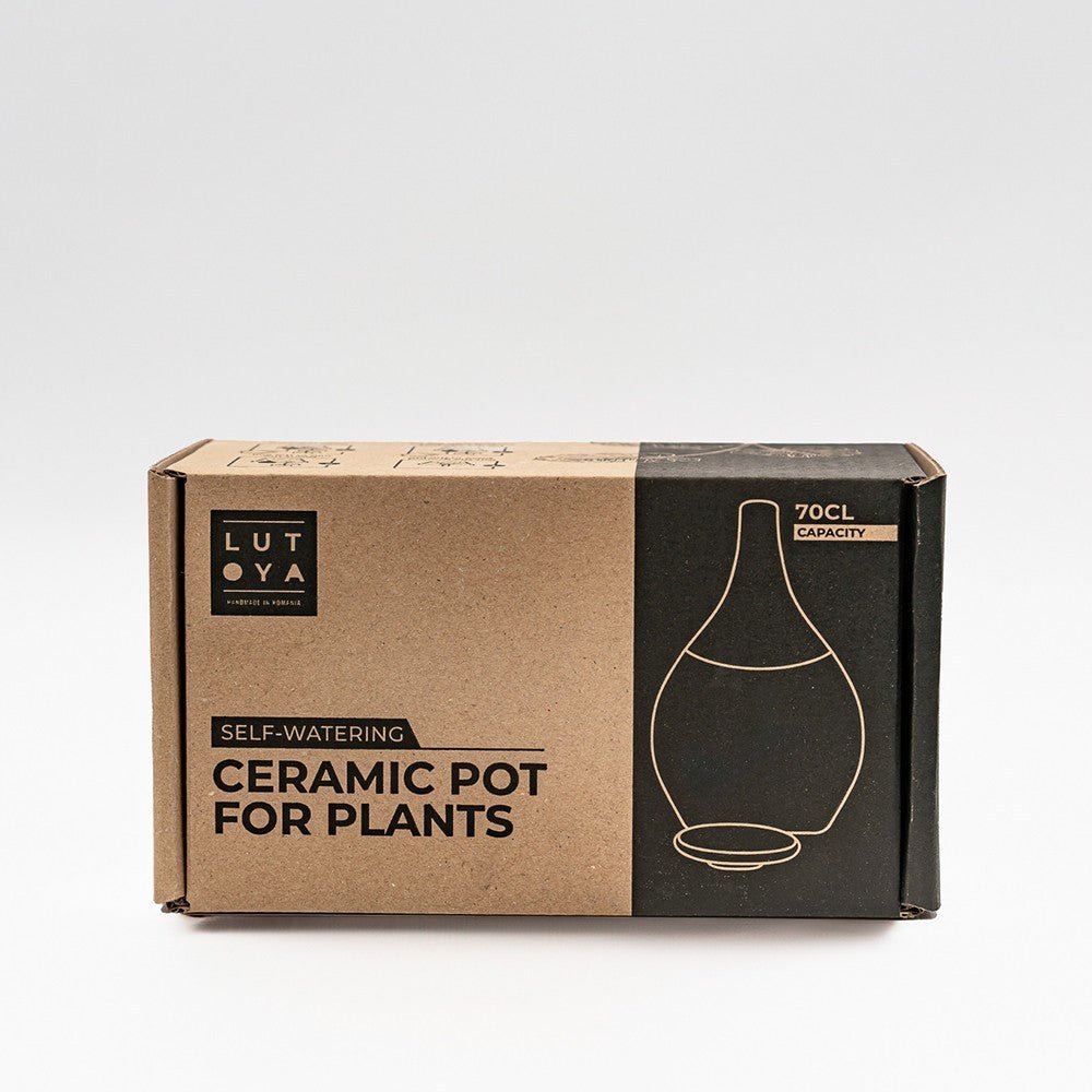 Vas de auto-udare plante alb LUTOYA, decorativ, ceramic, lut, natural, 700 ml