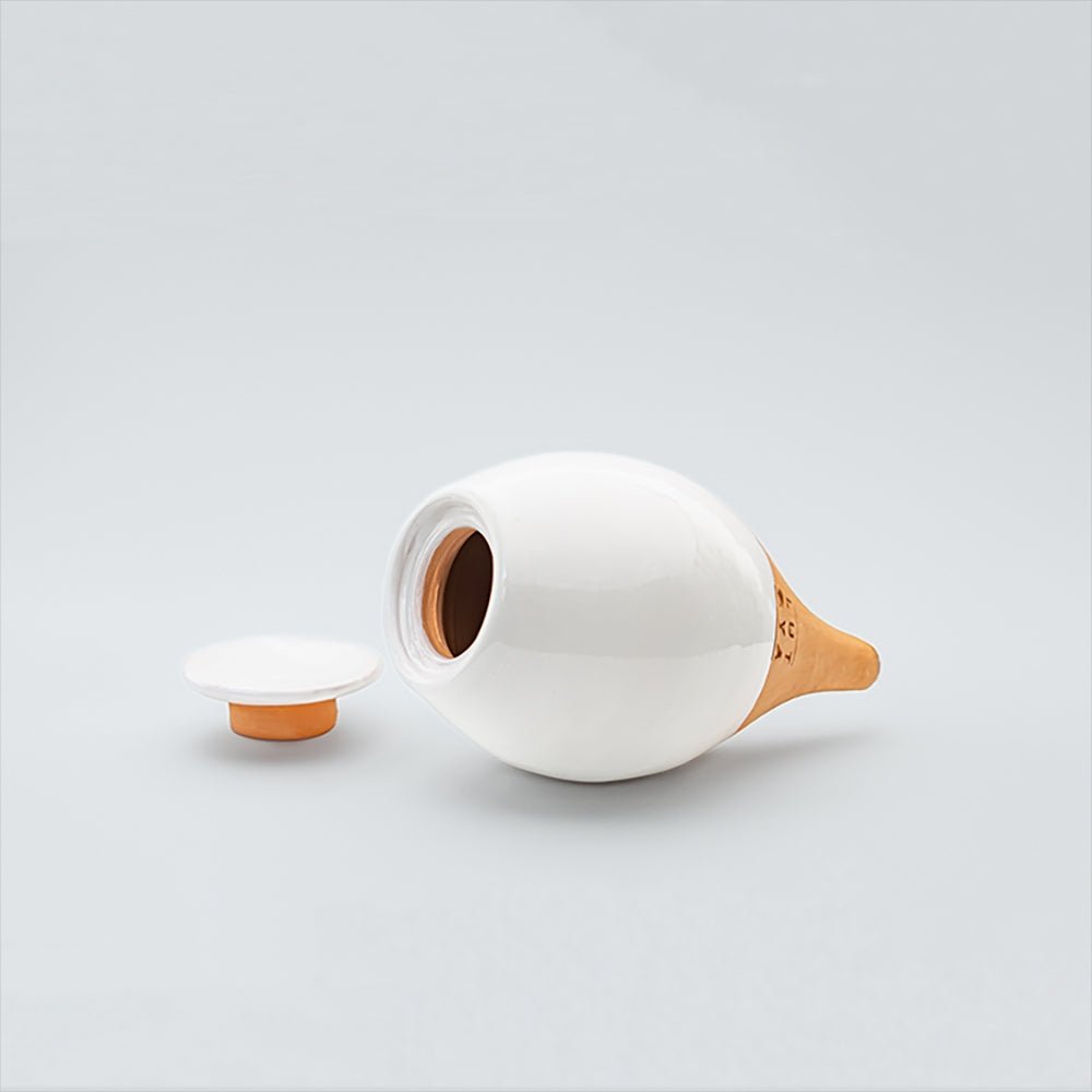 Vas de auto-udare plante alb LUTOYA, decorativ, ceramic, lut, natural, 700 ml