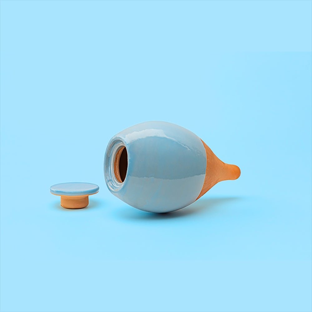 Vas de auto-udare plante albastru LUTOYA, decorativ, ceramic, lut, natural, 700 ml