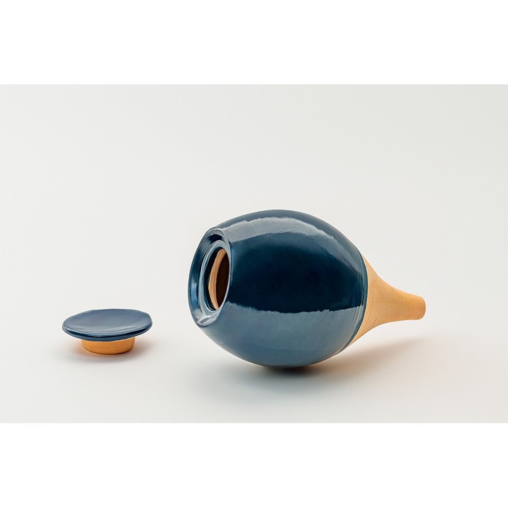 Vas de auto-udare plante "Noapte Albastra" LUTOYA, decorativ, ceramic, lut, natural, 350 ml