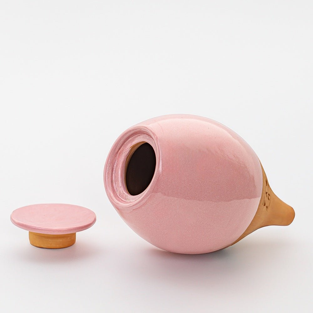 Vas de auto-udare plante roz LUTOYA, decorativ, ceramic, lut, natural, 200 ml